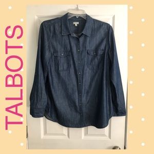 Talbots Striated Denim Blouse.